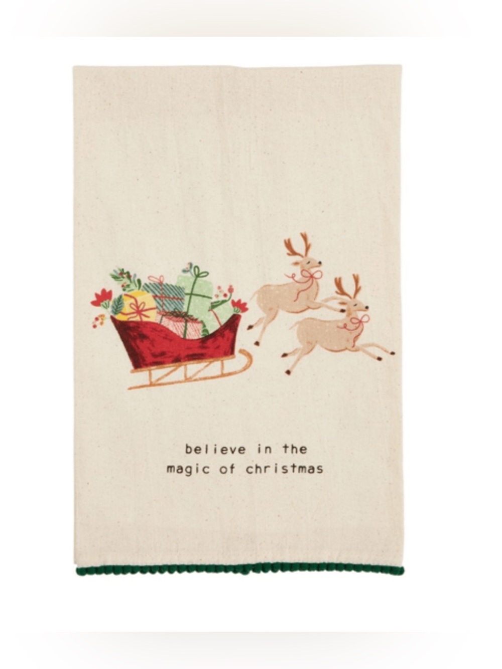 Mud Pie Sleigh Pom Towel Christmas